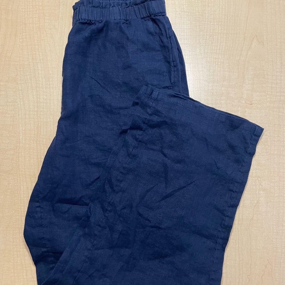 J Crew Soleil Dark Navy Blue Linen Pants Size Small - Picture 7 of 8